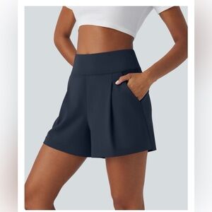 Halara High-Waist pockets wide leg Navy Shorts 4 inches small
